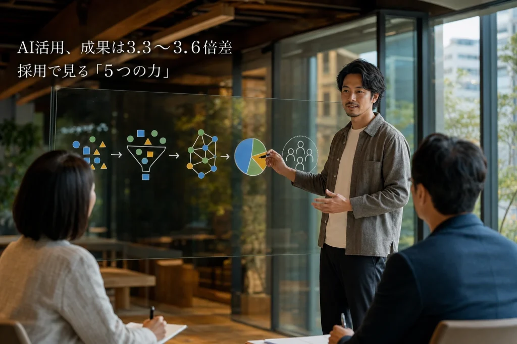 AI活用スキル、同じ「週4日以上」でも成果は3.3〜3.6倍差──中途採用で見る5つの力