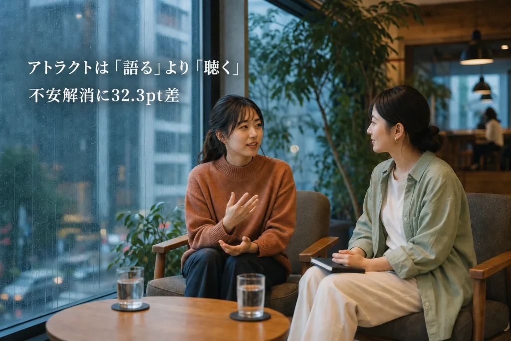 採用のアトラクトは”語る”より”聴く”──面接の傾聴で不安解消が32.3pt差