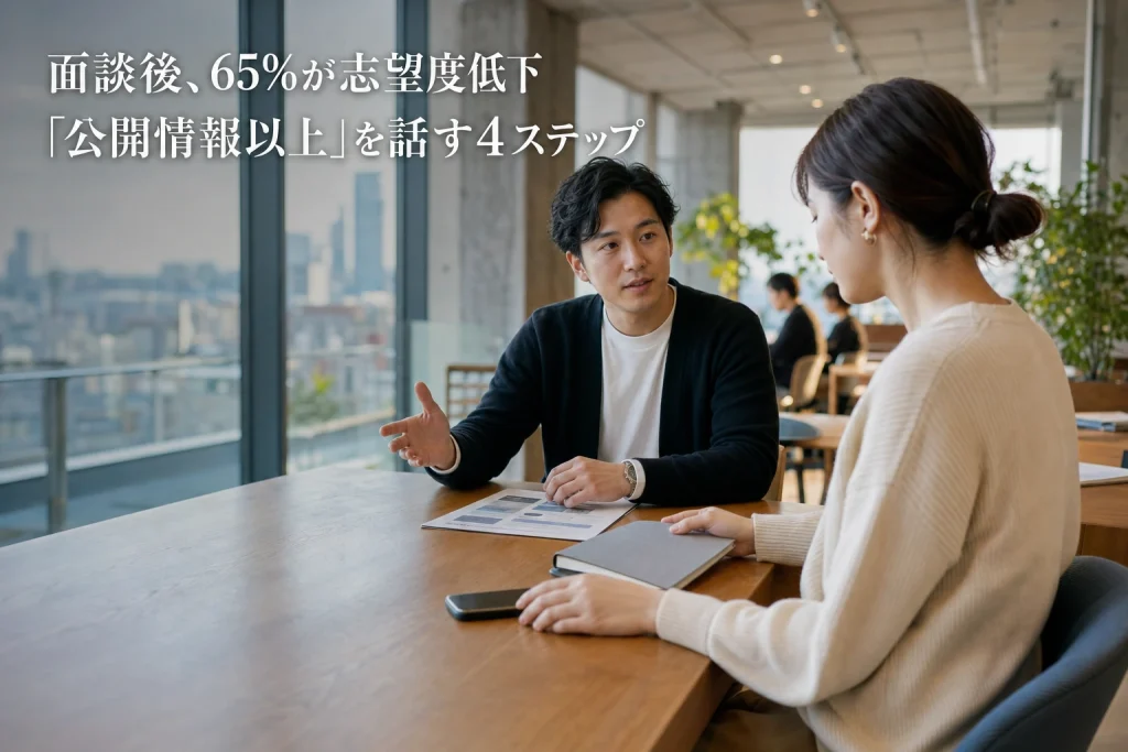 カジュアル面談で志望度が下がった転職者65%──”公開情報以下”にしない4ステップ