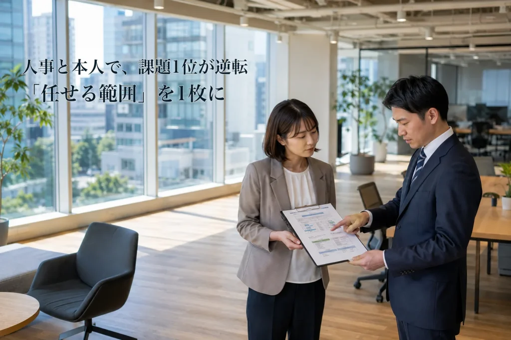 管理職の中途採用──人事と本人で課題の1位が入れ替わる、任せる範囲の1枚
