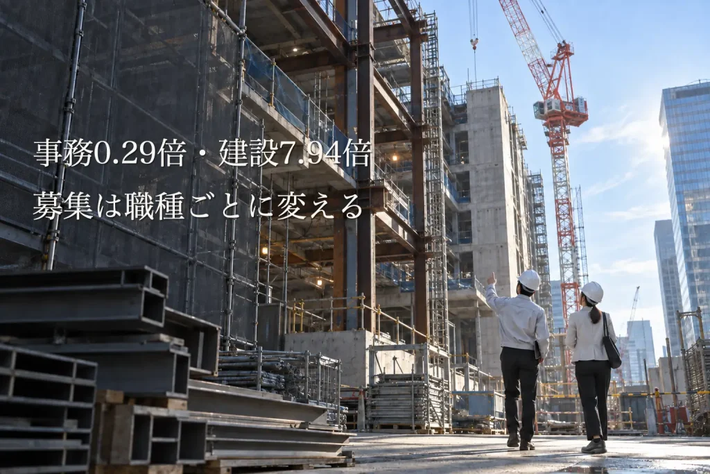 職種別の有効求人倍率──事務0.29倍・建設7.94倍、募集は職種ごとに変える