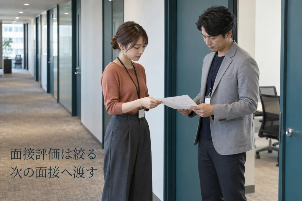 面接評価シートの作り方──中途採用は項目を絞り、次の面接官へ渡す欄を足す