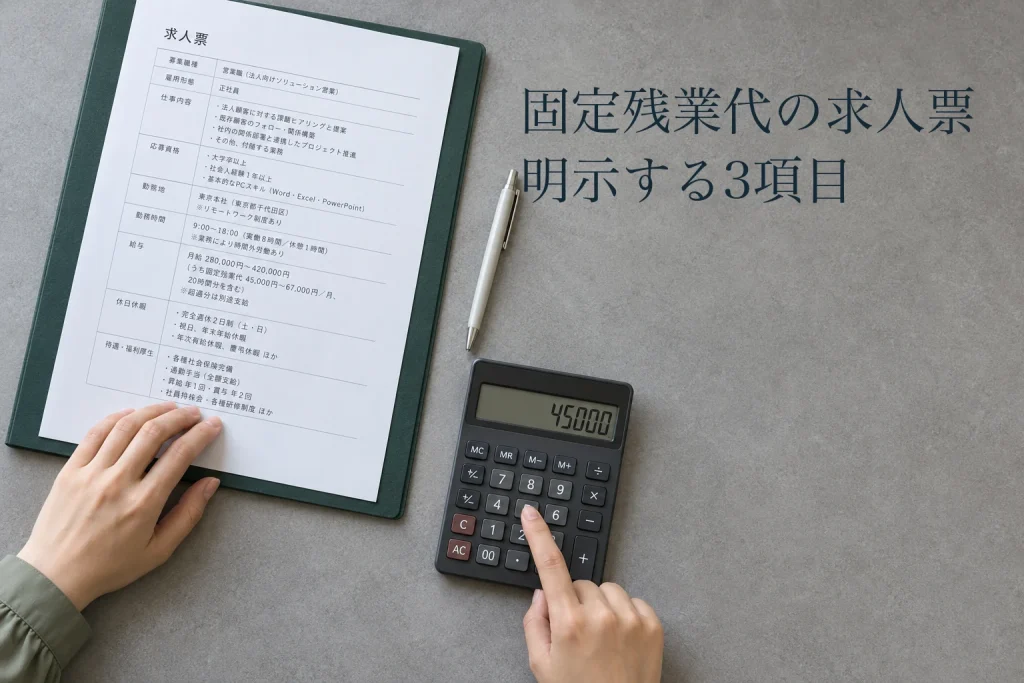 固定残業代の求人票の書き方──明示が必要な3項目と、金額が足りているかの計算