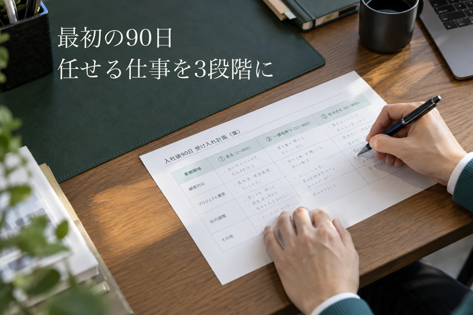 中途採用のオンボーディング計画──最初の90日で任せる仕事を3段に分ける