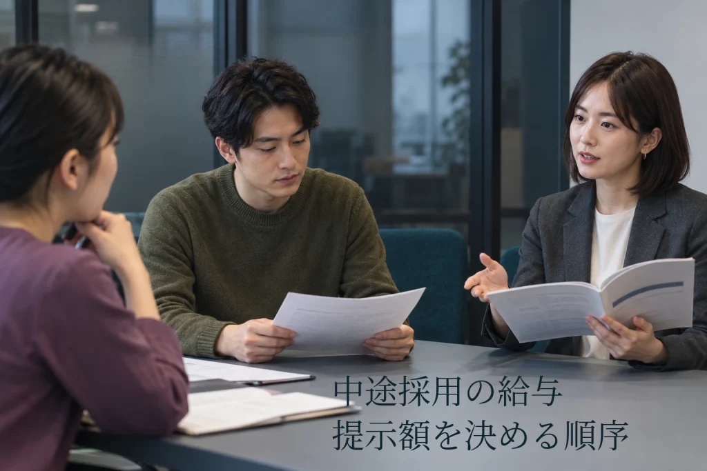 中途採用の給与の決め方──前職の賃金を考慮した事業所は27.0%、提示額の決定表